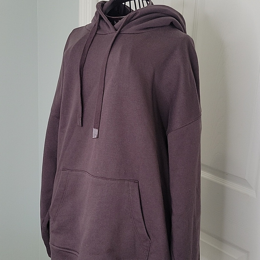 MPG Organic Cotton Brown Oversized Pullover Hoodie Size Small - Picture 2 of 7